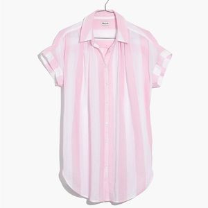 SOLD Madewell Button-Down Tunic in Petal Pink & White Stripe